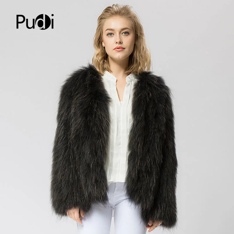 

CR063 Knit Knitted 100% Real Raccoon Fur Coat Jacket Overcoat Women's Fashion Winter Warm Genuine Fur Coat Ourwear