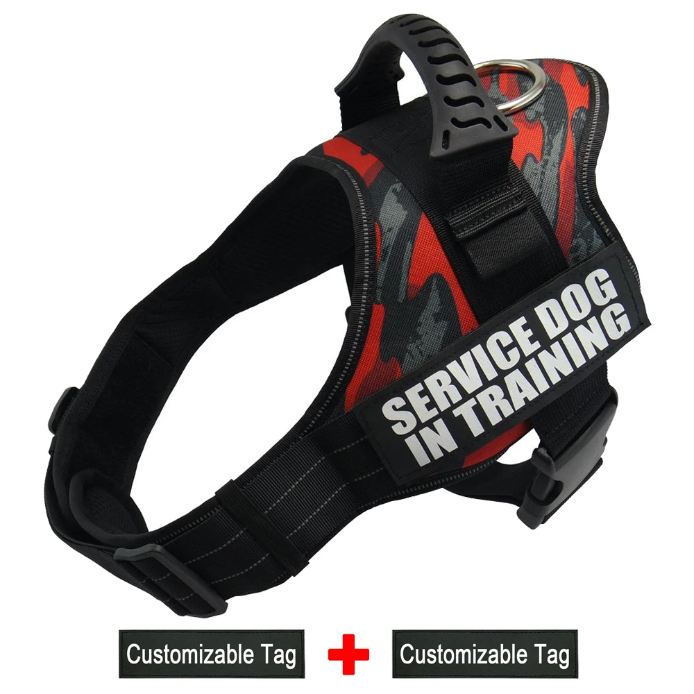 red camo Жгут для собак индивидуальная этикетка наклейка для собак ID Tag K9 жгут для жилета светоотражающая Регулируемая шлейка для питомцев для маленьких средних и больших собак шлейка для собак - Цвет: red camo