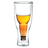 creative double layer beer coffee mug transparent crystal skull head glass cup household whiskey wine vodka bar club glass vaso