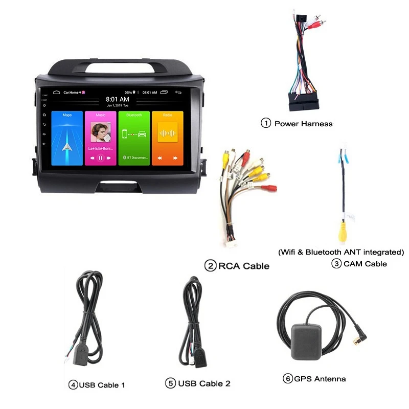 

10 Inch 2 Din Android 10.0 Car MP5 Player Stereo Radio 2+16GB Wifi Bluetooth GPS Navigation for Kia Sportage R 2010-2016