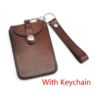 Coffee-Keychain Alisara Lanyards держатель для Id бейджа бирка для Id карты вертикальный Стильный чехол из натуральной кожи держатель для карт выдвижной ремешок - Цвет: Coffee-Keychain