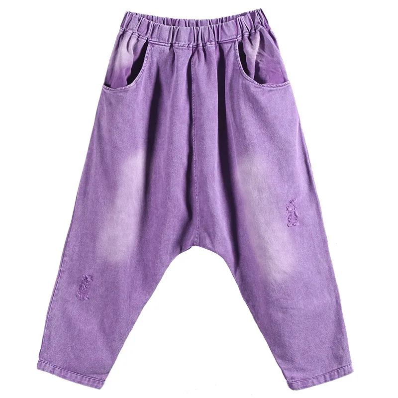 Джинсы шаровары BF в стиле хип хоп мешковатые из денима с прямой мотней ковбойские