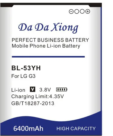 Аккумулятор Da Xiong 6400 мАч BL 53YH BL53YH для LG G3 D858 D855 D857 D859 D850 F400 F460 F470 F400L D830 D851 VS985 53YH|battery