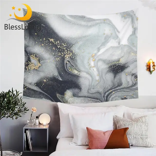 BlessLiving Marble Texture Tapestry Liquid Golden Decorative Wall Hanging Rock Stone Abstract Wall Carpet Home Decor 150x200cm 1