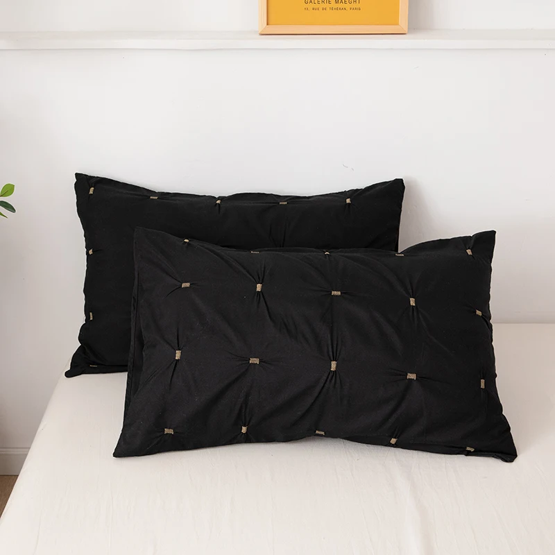 

EUROPEAN STYLE BEDDING SET POLYESTER SANDING PLAID DOTTED DUVET COVER SET KING/QUEEN SIZE SOLID BED LINENS BEDCLOTHES