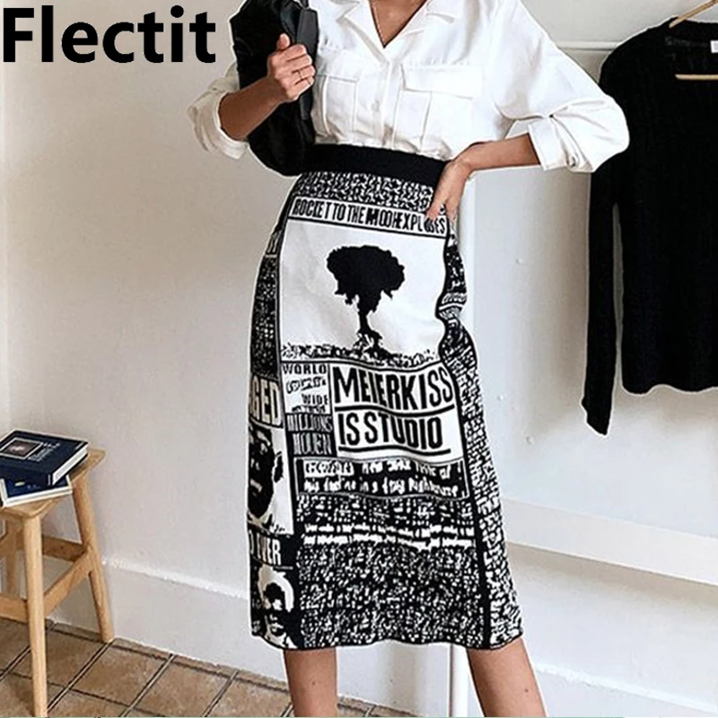 

Женская трикотажная юбка-карандаш с высокой талией и разрезом сзади