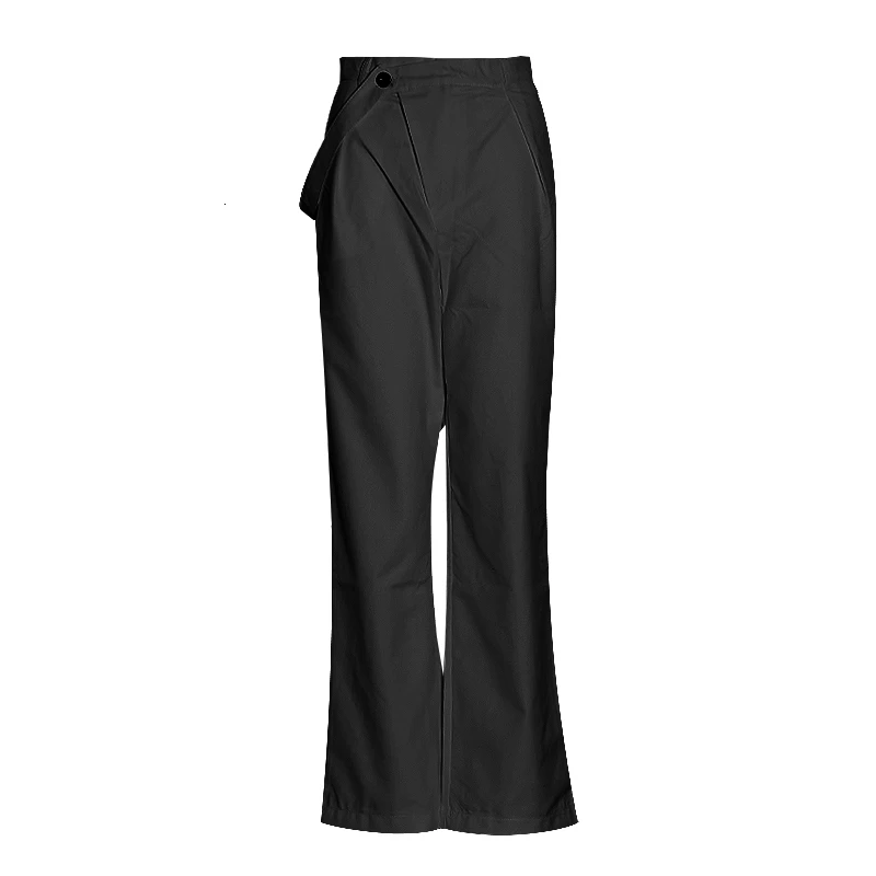 VGH Elegant Solid High Waist Women Pants Button Pleated Slim Straight Long Trousers Female Fashion Summer Korean New