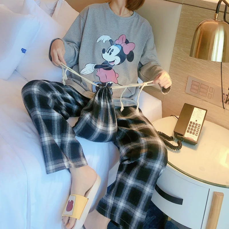 Disney Women Minnie Mouse Pajamas Sets Fall Ladies Sleepwear Pijama Long Women Pyjamas Suit Female Clothing Set 2021 Nightwear
