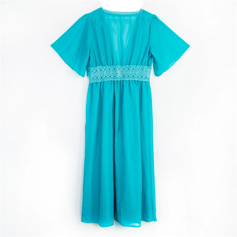 Женское пляжное платье однотонное черное белое кружевное Солнцезащитная одежда