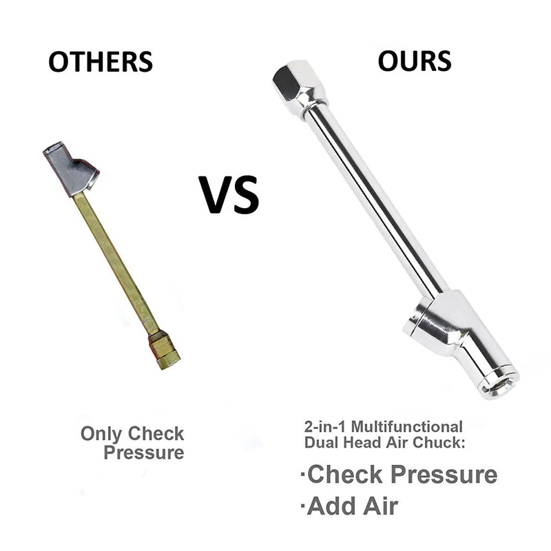 

Useful Inflatable Tool Dual Head 1/4" Compressor Metal Silver Accessory