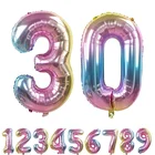 32 дюйма переливчатая Радуга Цвет номер 0-9 фольги Воздушные шары на день рождения Свадебная вечеринка украшения Цифровой шар номер воздушные шары