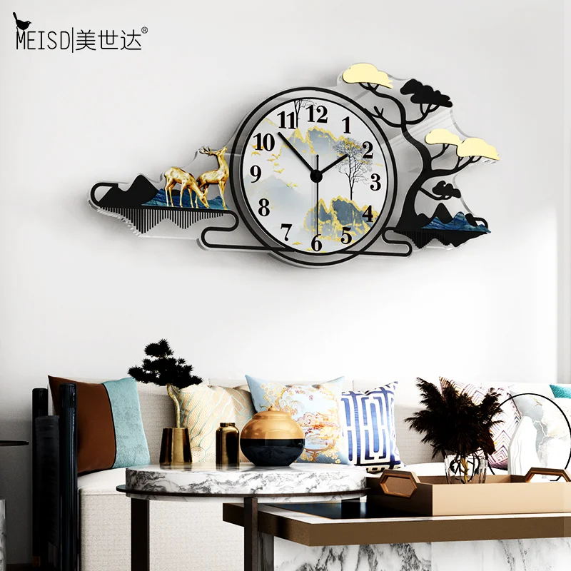 Большие настенные часы с скандинавским ландшафтом декоративные дизайнерские в
