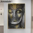 Золотая Будда холст живопись абстрактный буддийский плакат настенное искусство Современное украшение для дома картина без рамки