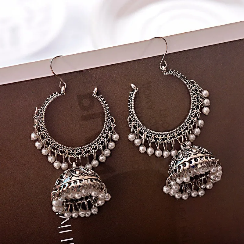 Женские Этнические Ретро Круглые индийские серьги Jhumka Классические Винтажные с