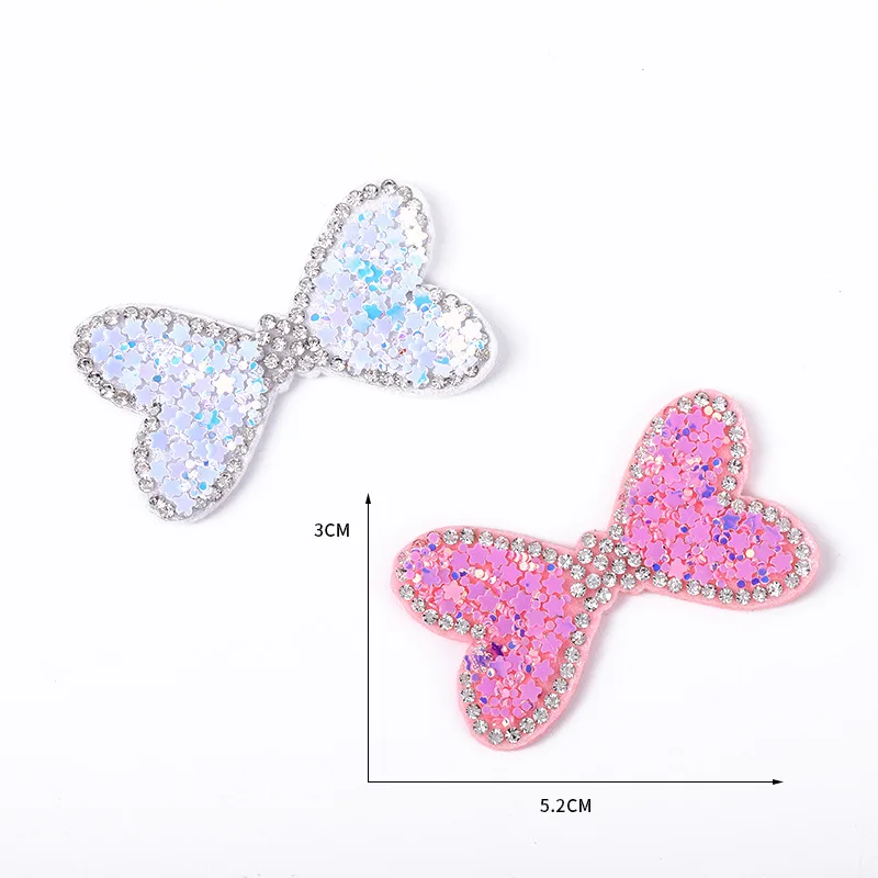 

10 Pcs Symphony Glitter Bow Patch Sequins Rhinestone Cloth Stickers Hair Bow Fabric Accessories Children Diy Carfts Supplies