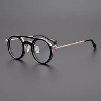 japanese handmade blue light glasses frame retro round titanium acetate eyeglasses men women prescription gafas optical eyewear