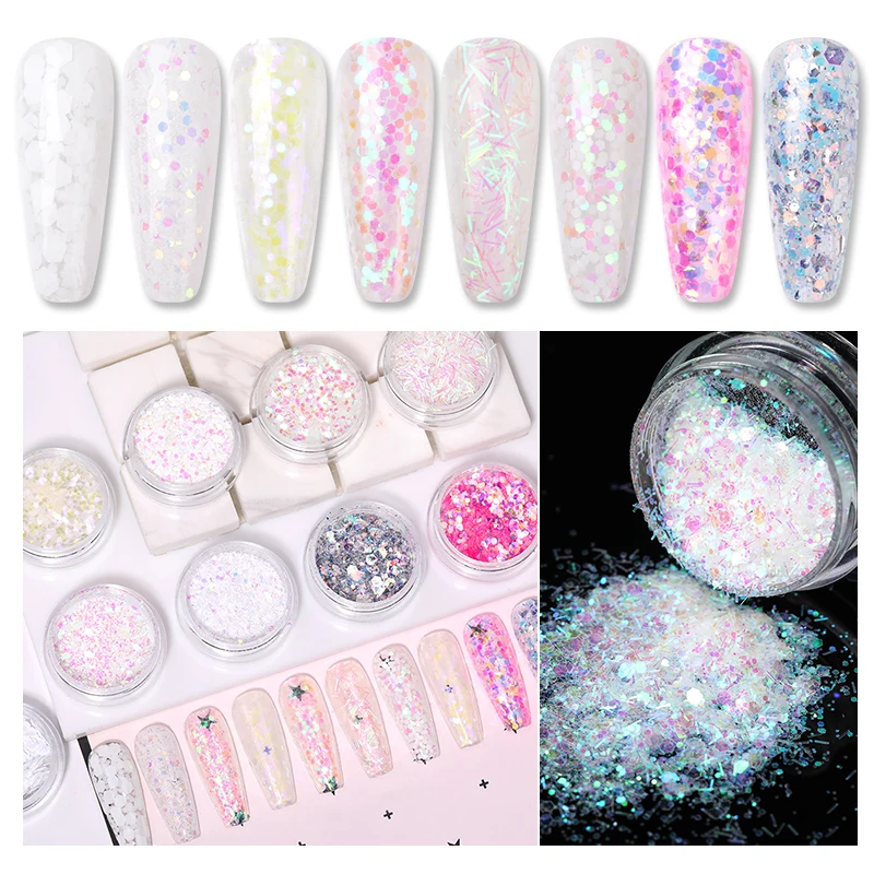 1 коробка розовый желтый красочный блеск украшения для ногтей нерегулярные