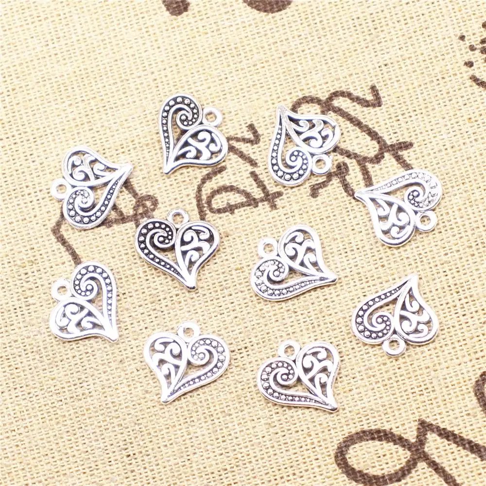 

Designer Charms DIY 20pcs 9x14mm Antique Silver Color Peach Heart Charms