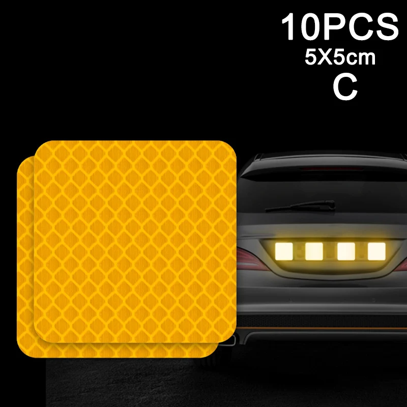 

Newly 10pcs Car Door Sticker Decal Warning Tape Reflective Sticker Reflective Strip FIF66
