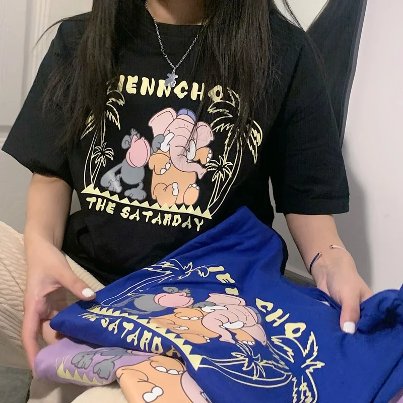 

New Short-sleeved Women's T-shirt Cartoon Letters Comfortable Fashion Tshirt Casual Round Neck T Shirt Cotton Summer Loose