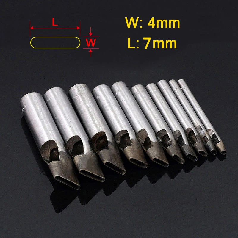 4X7mm Овальная форма, дырокол, резак, набор, ремень для часов, окантовка, прокладка, полый кожаный ремень, пояс с квадратным отверстием, сделай сам, ручной инструмент - Цвет: 4X7mm