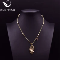 xlentag natural pearls long chain womens necklaces jewelry women leaf pendant butterfly wedding gifts unicorn jewellery gn0204