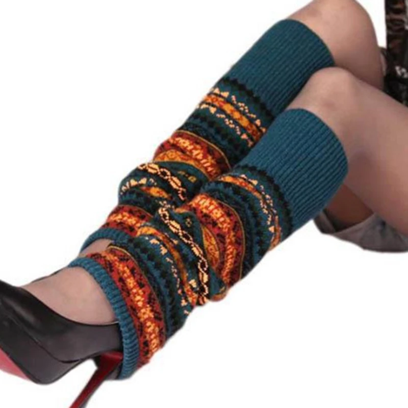 

Women Foot Warmer Leg Warmer Soft Knee Leg Winter Boot Leg Warmer Knitted Long Cuff Socks Ankle Warmer Bohimina Pattern