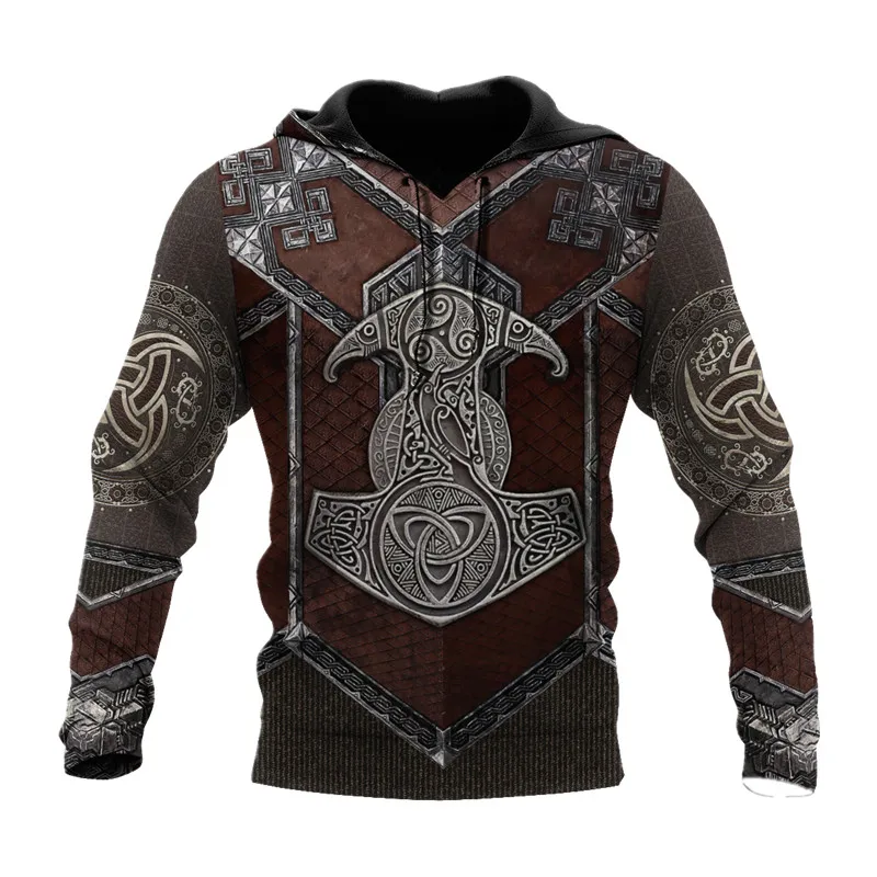

New Men's Hoodie Viking Armor 3D Printing Autumn Fashion Sweater Unisex Pullover Zipper Hoodie Casual Sweatshirt Apparel S-5XL