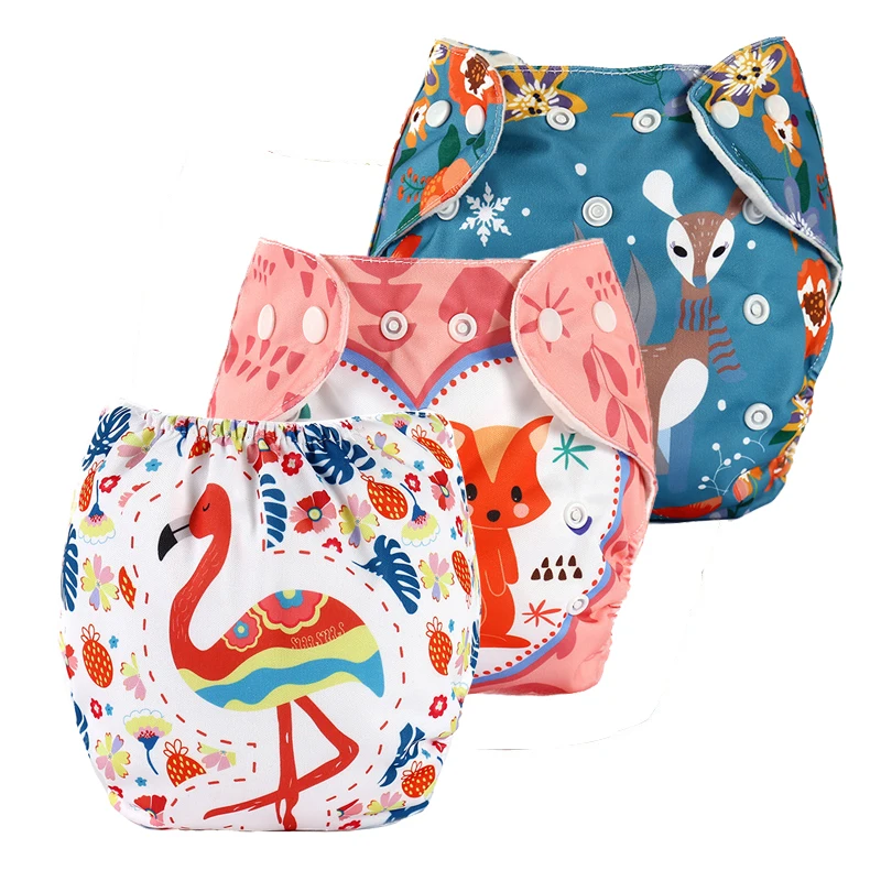 

Baby Snap Diapers Washable Adjustable Little Fox Printed Cloth Infants Button Diaper Double Row Snaps Cloth Nappy For Newborn