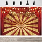 Фон для фотосъемки с изображением золотых блестящих красных занавесок цирковые блестящие полосы фон для детского дня рождения украшение Баннер