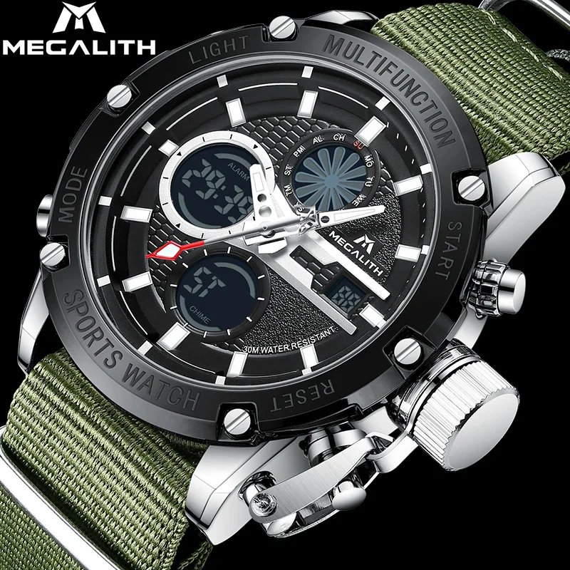 MEGALITH часы мужские спортивные водонепроницаемые Топ люксовый бренд аналоговые