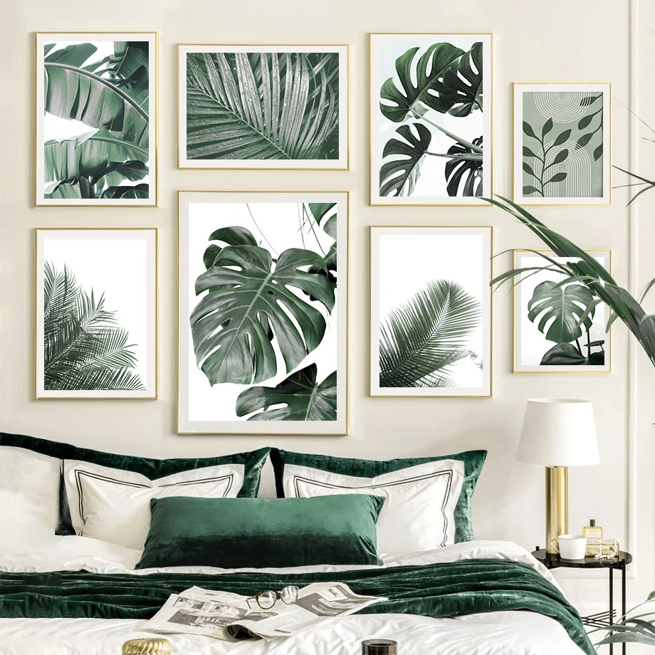 

Tropical Monstera Palm Abstract Leaf Line Wall Art Canvas Painting Nordic Posters And Prints Wall Pictures For Living Room Decor