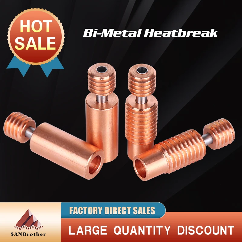 

Bi-Metal Heatbreak Bimetal Heat break for E3D V6 hotend heater block for Prusa i3 MK3 Break 1.75MM Filament Smooth