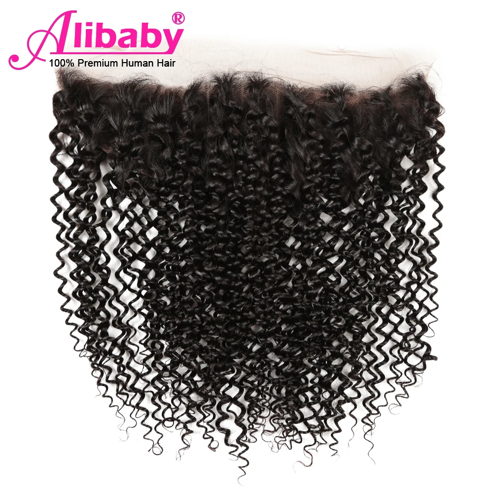 Alibaby Jerry Curl человеческие волосы 3 пряди с фронтальной частью не Реми 100%