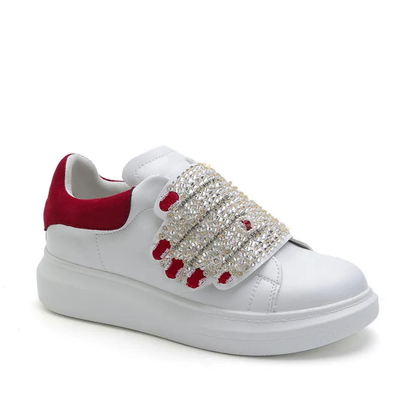 

Женские кроссовки, цветная дышащая обувь на платформе, шнурки, обувь для отдыха, женские кроссовки на плоской подошве со стразами, модные кр...