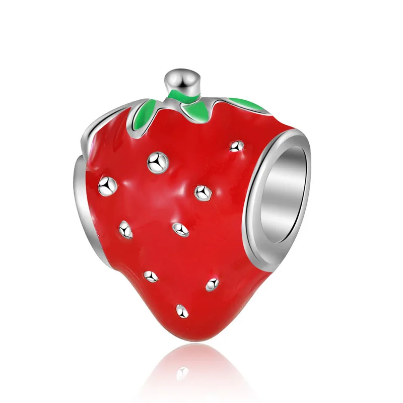 Новый серебряный цвет красная клубника Diy бисер аксессуары для ювелирных изделий