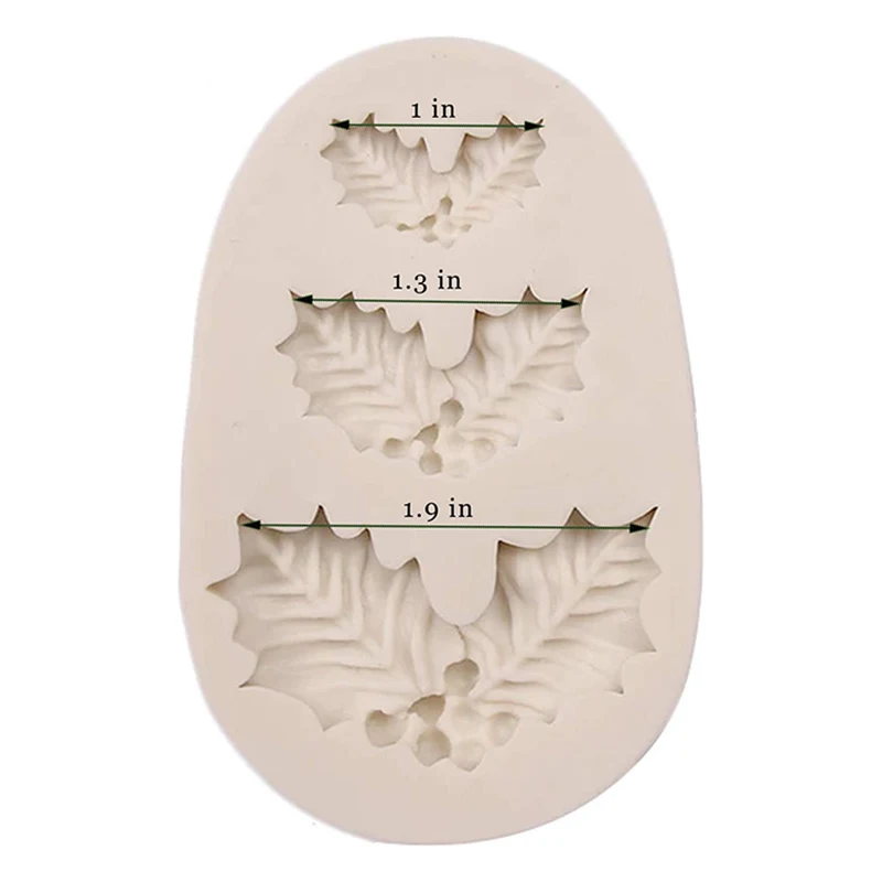 

2 pcs Christmas Holly Leaves Silicone Mold Leaf Shaped Fondant Chocolate Dessert Molds DIY Decor DFDS889