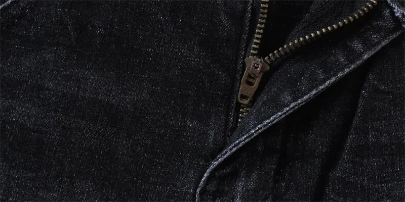 MORUANCLE Для Мужчин's плиссированные джинсы для байкеров Марка NEW Fashion Hi Street в байкерском стиле джинсовые брюки прямые Fit черный Размеры 28-36 уличной моды