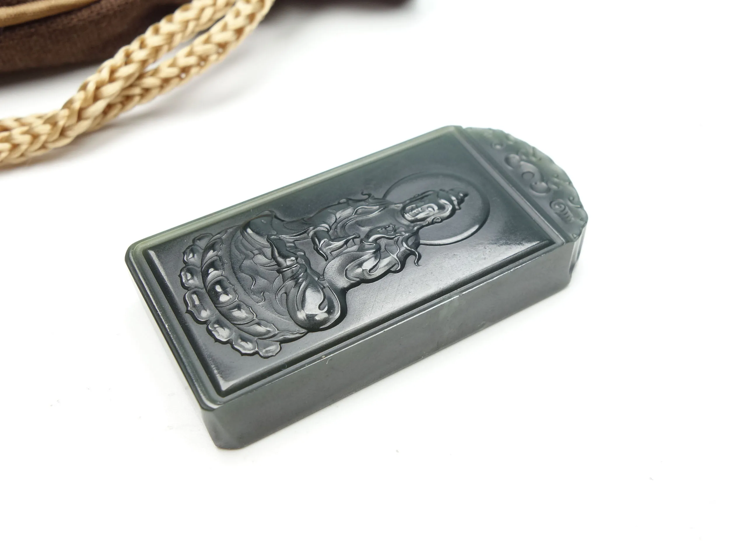 Натуральный зеленый ручной резной нефрит из области Хэтянь Майтрея камень кулон