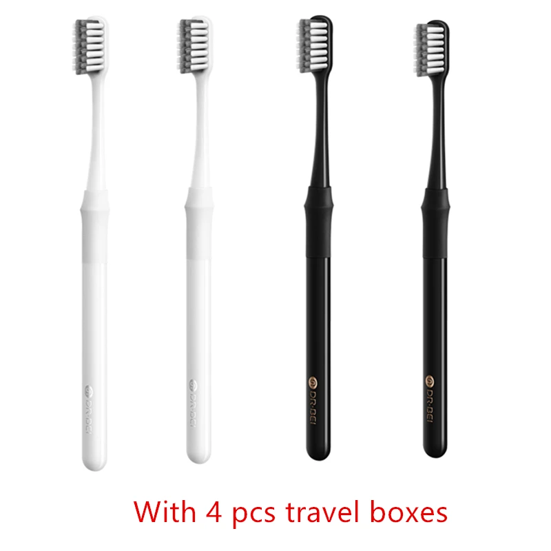 black 2pcs white 2pc MI Mijia DOCTOR-B портативная глубокая зубная щетка с походная коробка профилактическая зубная щетка гигиена полости рта щетка для взрослых - Цвет: black 2pcs white 2pc