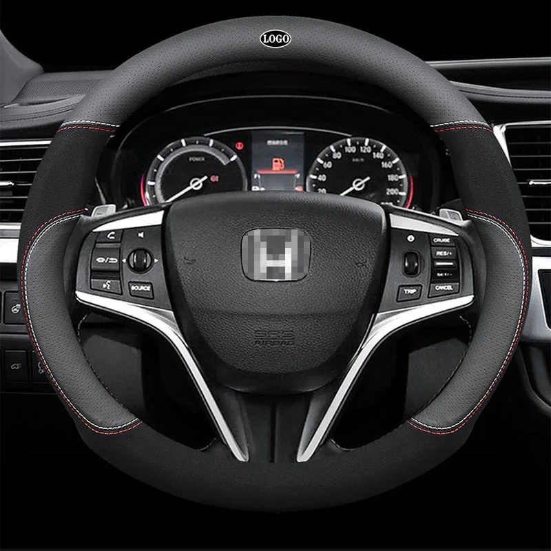 

Genuine Leather Car Steering Wheel Cover 15 inch/38cm for Honda Accord City Civic CRV BRV URV HRV Mobilio Odyssey Vezel Stream