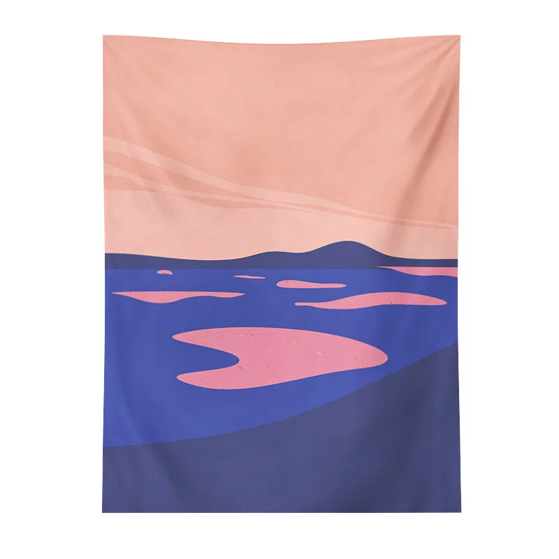 

Cartoon Beach Printed Tapestry Art Striped Beach Blanket Painting Home Wall Decoration Little Boy Wall Hanging for Living Room