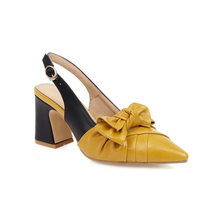 Сандалии на высоком каблуке с острым носком и бантом Женские летние туфли