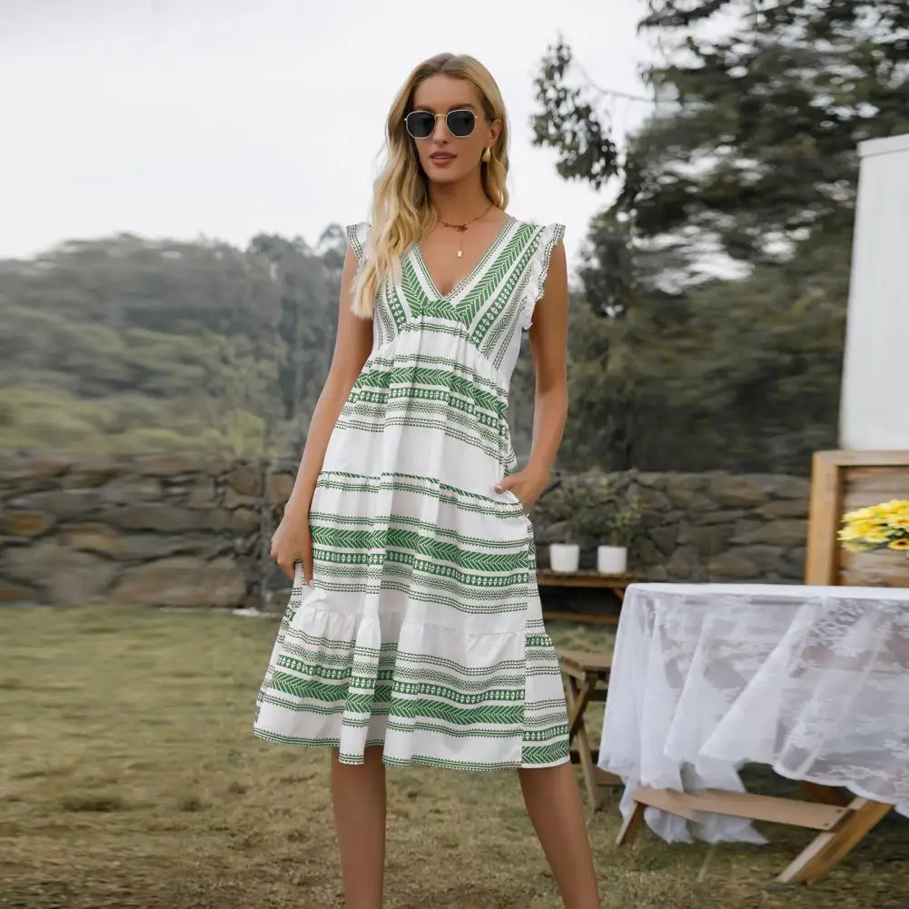 

Платье женское длинное в богемном стиле, с V-образным вырезом, без рукавов