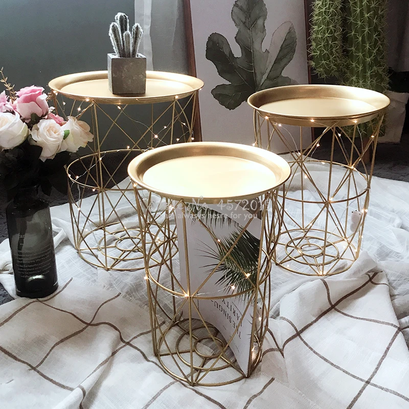 

Last one Metal Coffee Table Living Room Sofa Side Table Dirty Storage Basket Tea Table Desk Console Table Minimalist Furniture