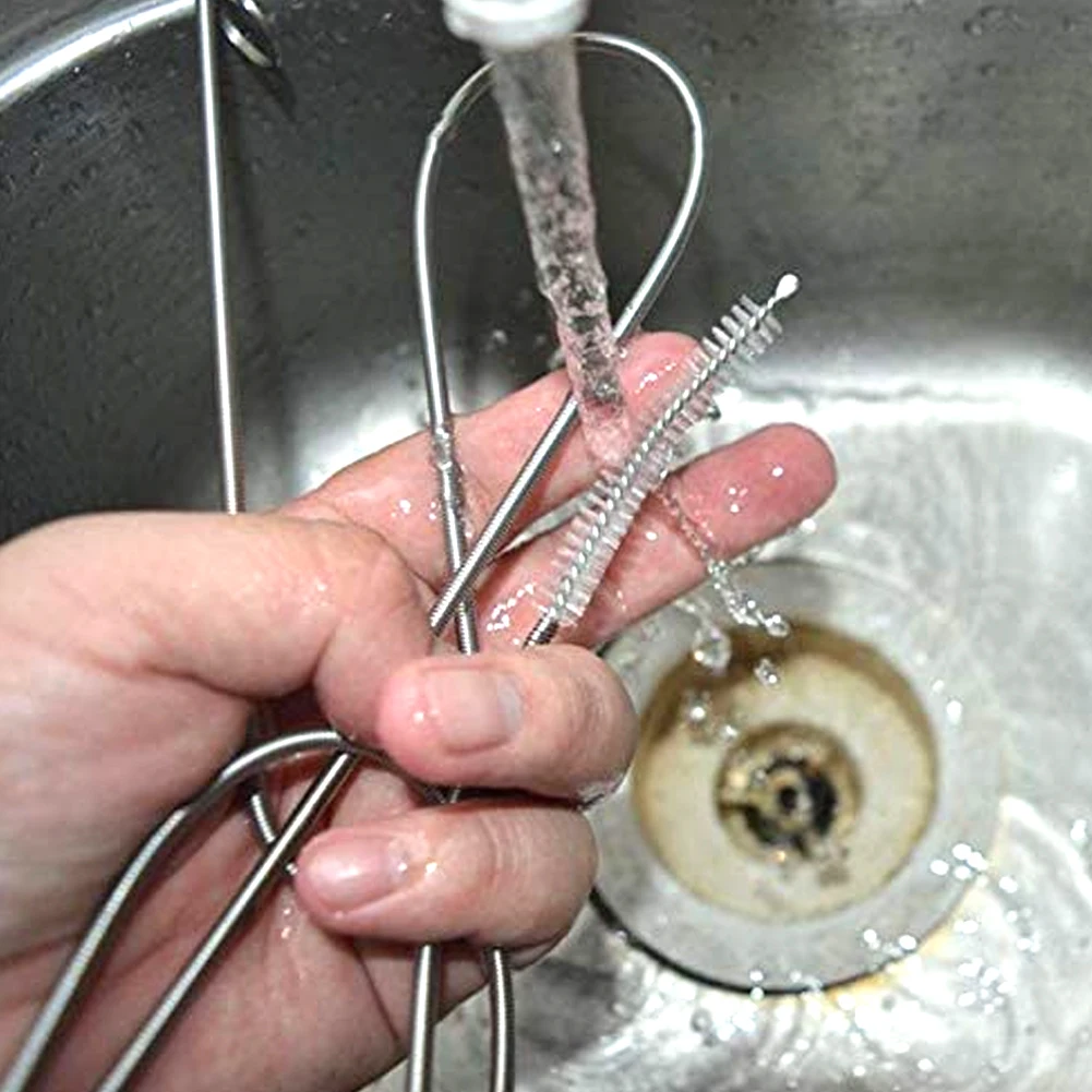 

Refrigerator Scrub Brush Stainless Steel Long Cleaning Brush Flexible Nylon Fridge Drain Hole Cleaner Frozen Water Clog Remover