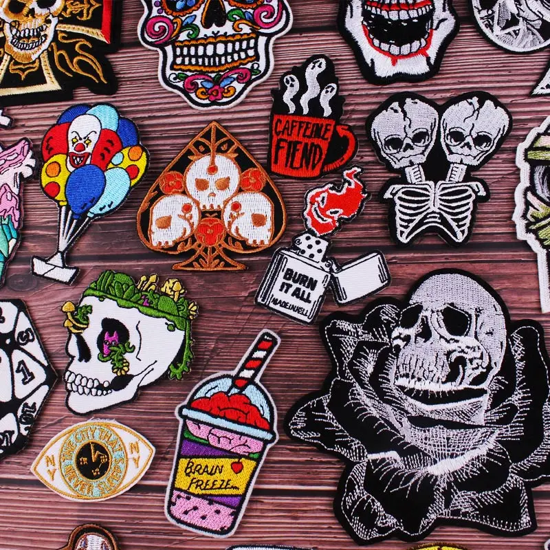 Нашивки Джокер в стиле панк на одежду нашивки с вышивкой черепа байкерском