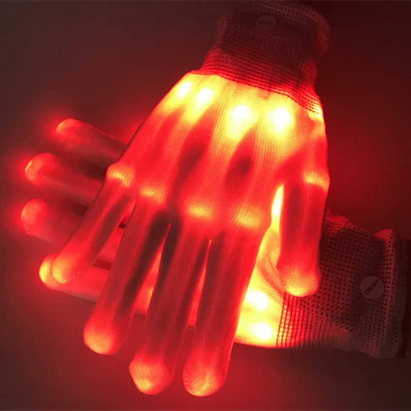 СВЕТОДИОДНЫЕ светящиеся перчатки для Хэллоуина с пальцами взрослых и детей