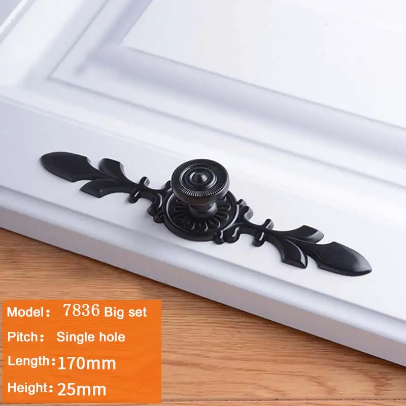 Аппаратные средства 1 шт. ручки шкафа ящика Твердые Алюминий сплав Черная для