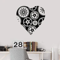 vinyl wall decal steampunk heart gears mechanical art garage decor c3006